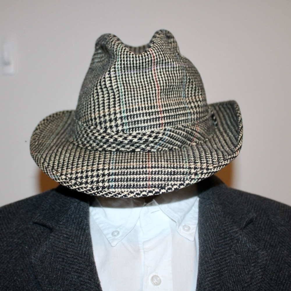 Stylish Houndstooth Fedora Hat​​​​​​​​​​​​​​​​